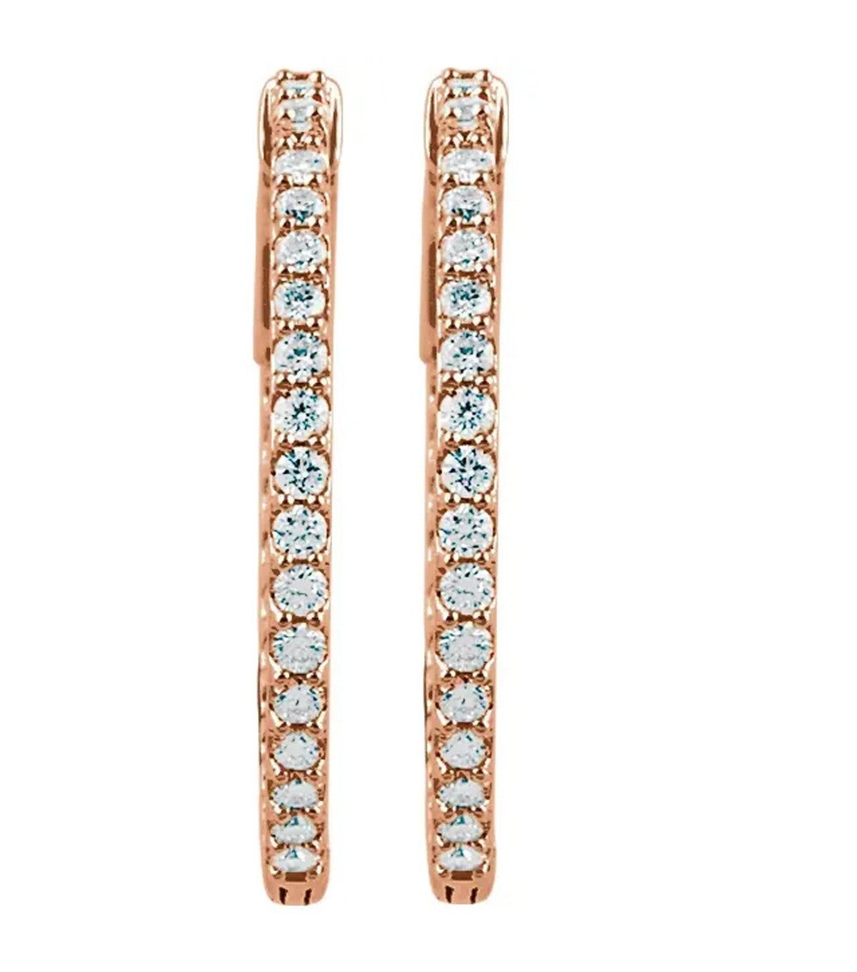 Gold 1 CTW Diamond Inside-Outside 26.5 mm Hoop Earrings - Thomas Laine Jewelry