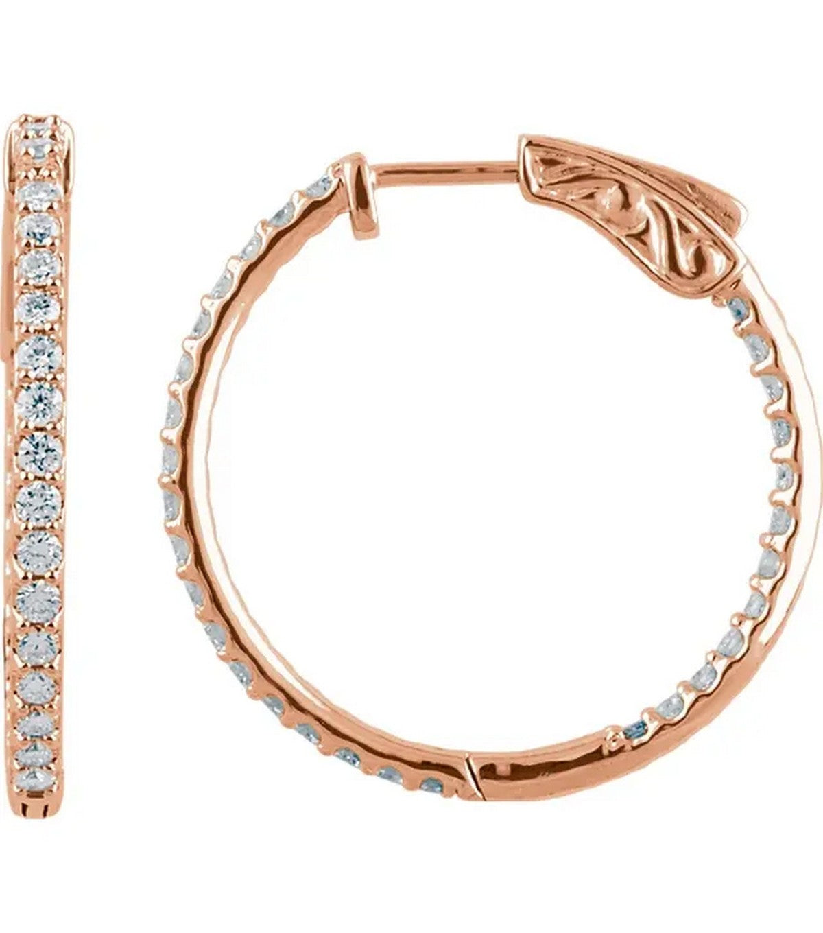 Gold 1 CTW Diamond Inside-Outside 26.5 mm Hoop Earrings - Thomas Laine Jewelry