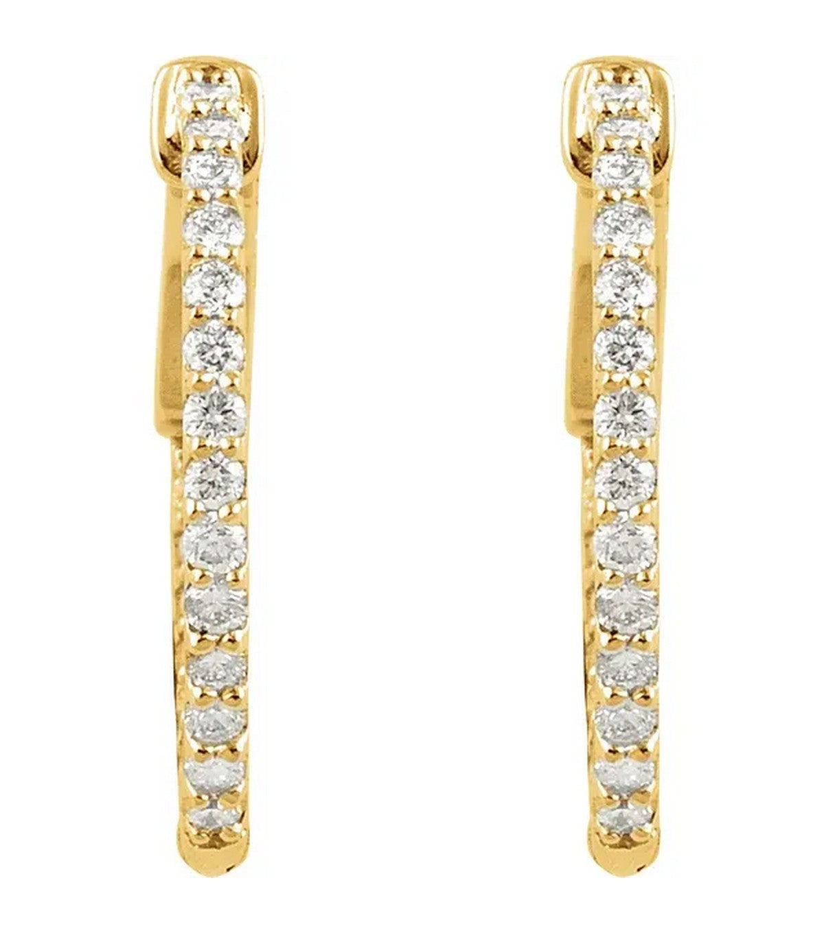 Gold 1 CTW Diamond Inside-Outside 26.5 mm Hoop Earrings - Thomas Laine Jewelry