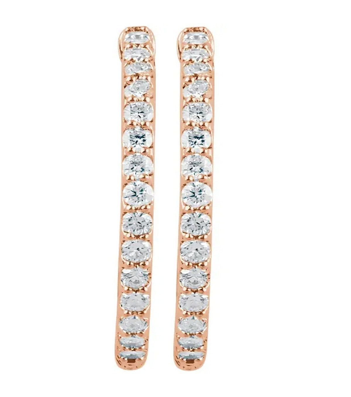 Gold 2 CTW Diamond Inside-Outside 29.5 mm Hoop Earrings - Thomas Laine Jewelry