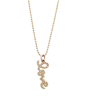 Sydney Evan 14K Vertical Small Gold and Diamond Love Pendant Necklace - Thomas Laine Jewelry