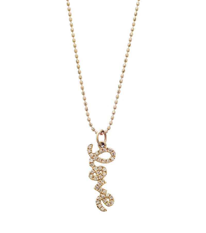 Sydney Evan 14K Vertical Small Gold and Diamond Love Pendant Necklace - Thomas Laine Jewelry