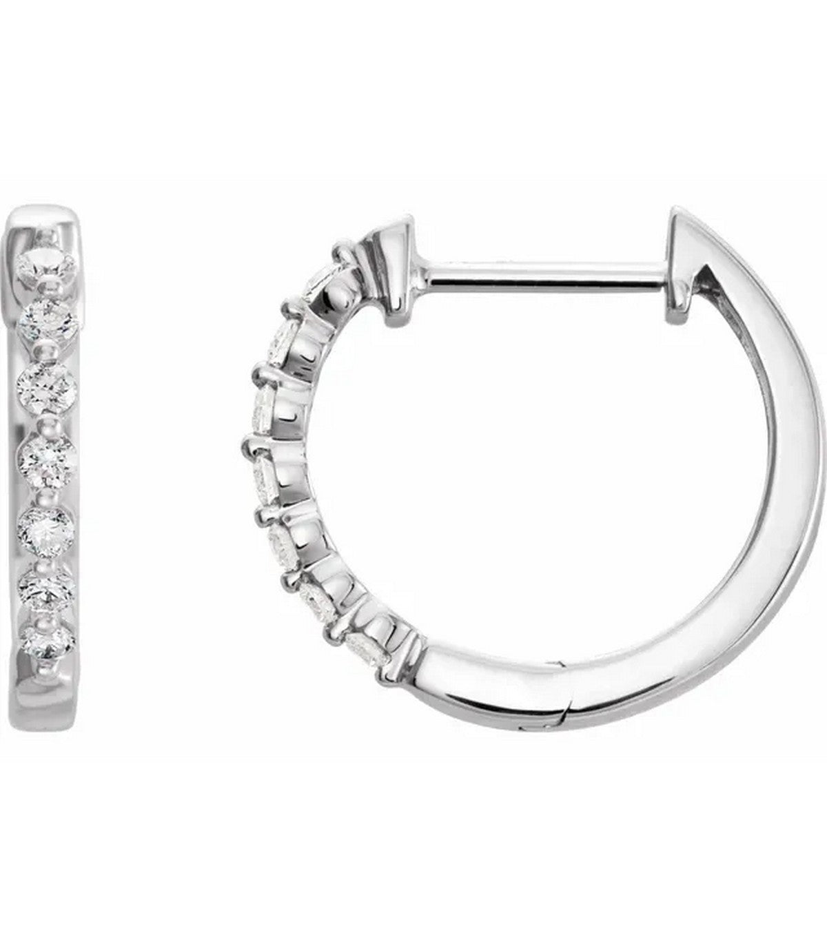 Gold Diamond 15.25 mm Hoop Earrings - Thomas Laine Jewelry