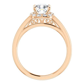 Brooks Cushion Cut Diamond Halo Engagement Ring 14K Rose Gold - Thomas Laine Jewelry