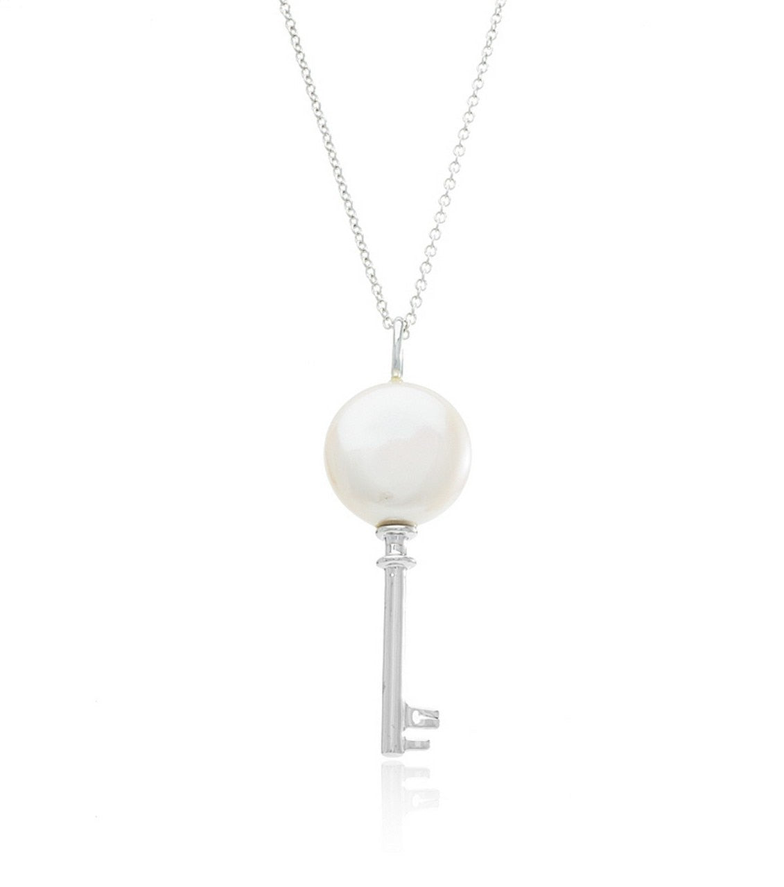 Sterling Silver Pearl Key Necklace - Thomas Laine Jewelry