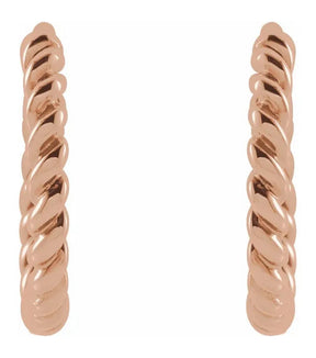 14k Gold Twisted Rope 11 mm Hoop Earrings - Thomas Laine Jewelry
