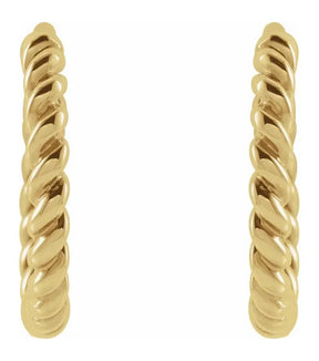 14k Gold Twisted Rope 11 mm Hoop Earrings - Thomas Laine Jewelry