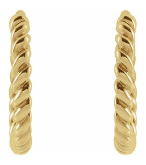 14k Gold Twisted Rope 11 mm Hoop Earrings - Thomas Laine Jewelry