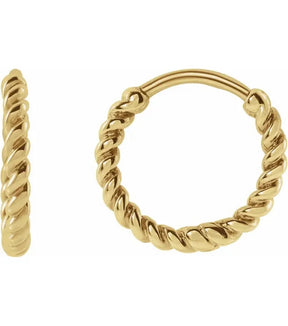 14k Gold Twisted Rope 11 mm Hoop Earrings - Thomas Laine Jewelry