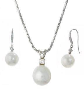 White South Sea Pearl and Diamond Set - Thomas Laine Jewelry