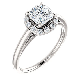 Brooks 14K White Gold Cushion Cut Diamond Halo Engagement Ring - Thomas Laine Jewelry