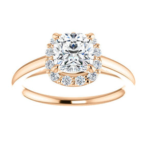 Brooks Cushion Cut Diamond Halo Engagement Ring 14K Rose Gold - Thomas Laine Jewelry