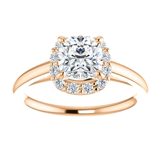 Brooks Cushion Cut Diamond Halo Engagement Ring 14K Rose Gold - Thomas Laine Jewelry