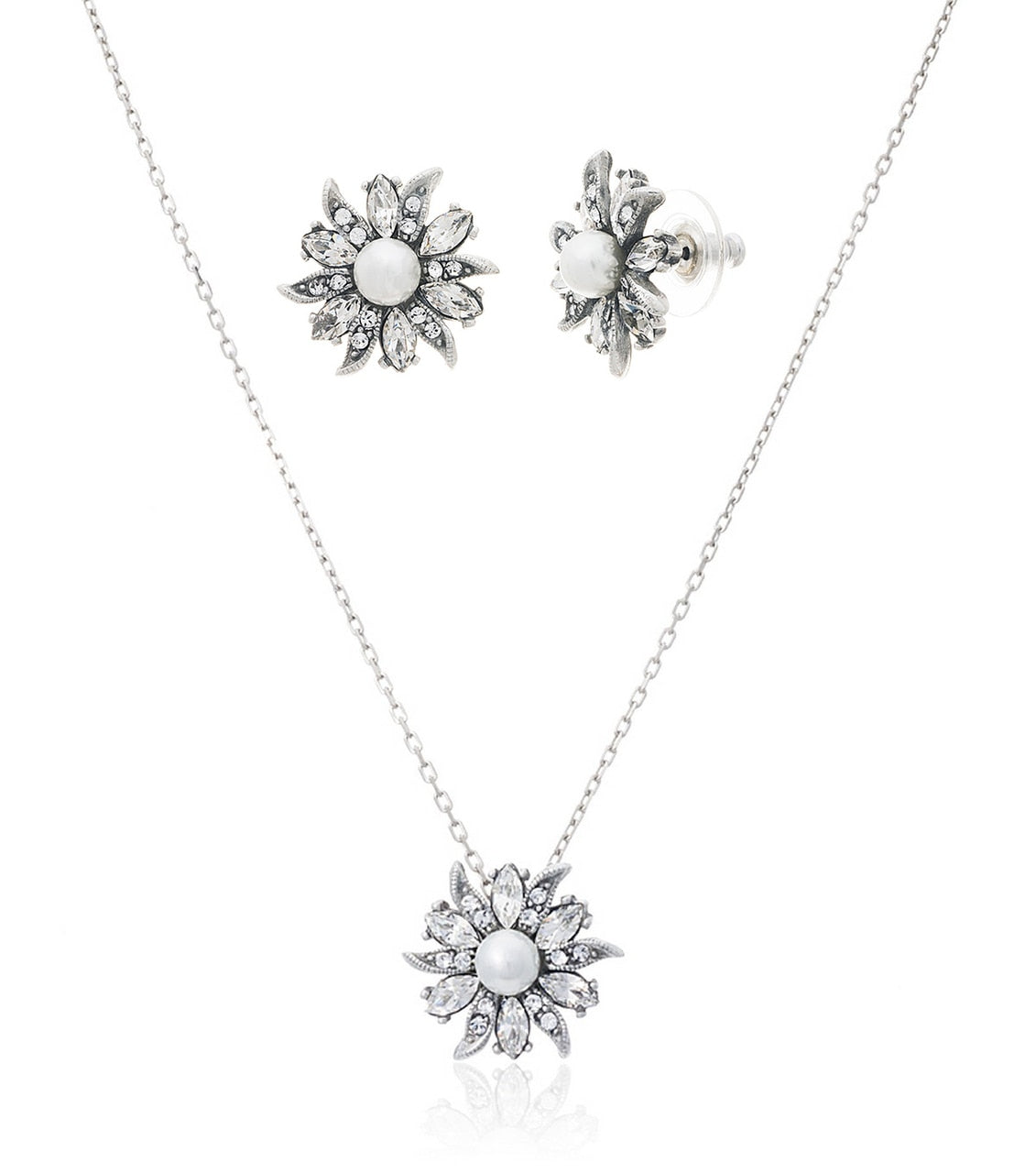 Floral and Lace Earrings and Pendant Set - Thomas Laine Jewelry