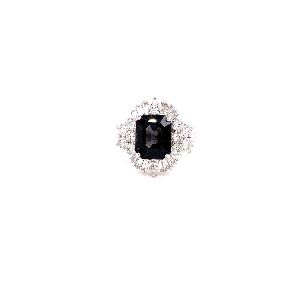 video 18k LOLA Deco Inspired Black Spinel and Diamond Ring