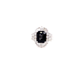 video 18k LOLA Deco Inspired Black Spinel and Diamond Ring
