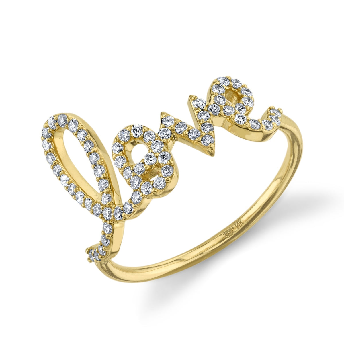 Gold and Diamond Large Love Ring - Thomas Laine Jewelry