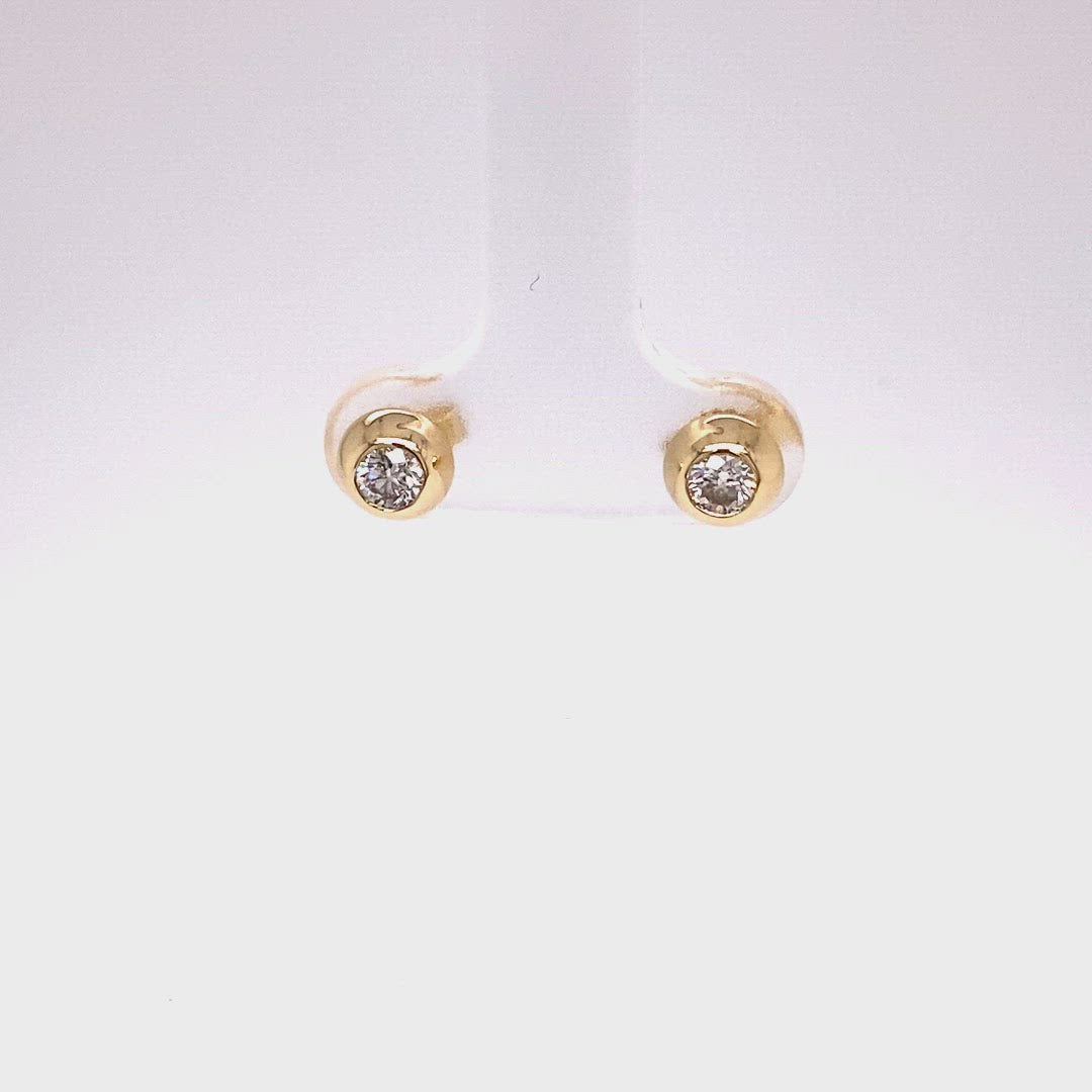  Video of 14K Yellow 1/3 CTW Natural Diamond Domed Stud Earrings