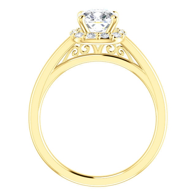 Brooks 14K Yellow Gold Cushion Cut Diamond Halo Engagement Ring - Thomas Laine Jewelry
