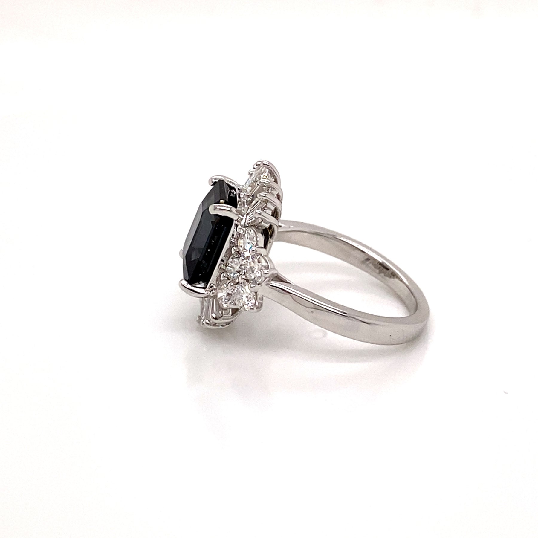 18k LOLA Deco Inspired Black Spinel and Diamond Ring  - side profile