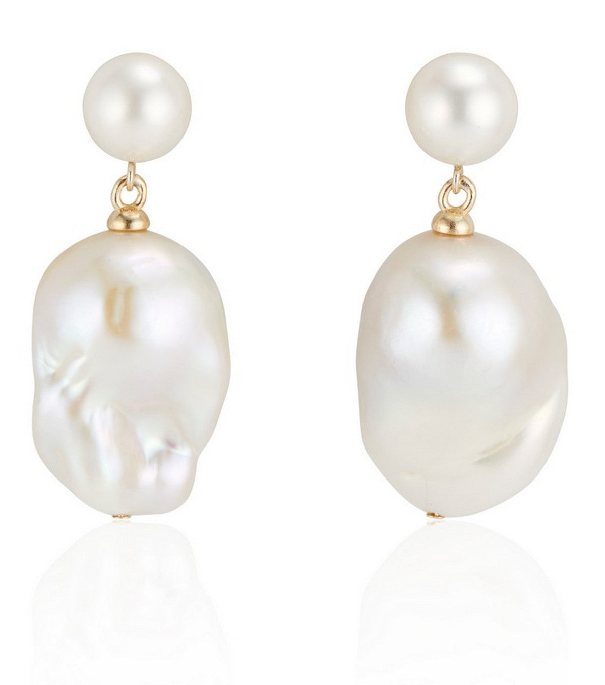 Double Bubble White Baroque Pearl Earrings - Thomas Laine Jewelry
