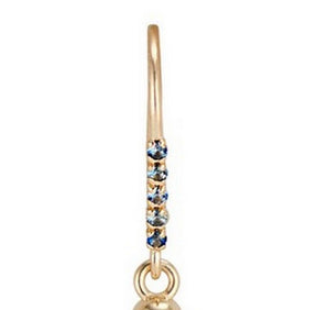 14 Karat Yellow Gold Baroque Pearl and Blue Sapphire Drop Earrings - lever Back view