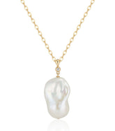14K Large Baroque Pearl and Diamond Pendant - Thomas Laine Jewelry