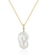 14K Large Baroque Pearl and Diamond Pendant - Thomas Laine Jewelry