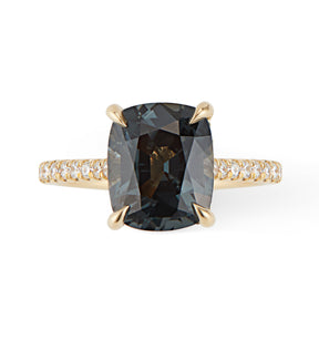 18K Yellow Gold Diamond 3ct Smoky Teal Spinel Ring - Thomas Laine Jewelry