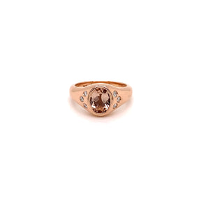 14K Rose Gold Morganite and Diamond Pinky Signet Ring - Thomas Laine Jewelry