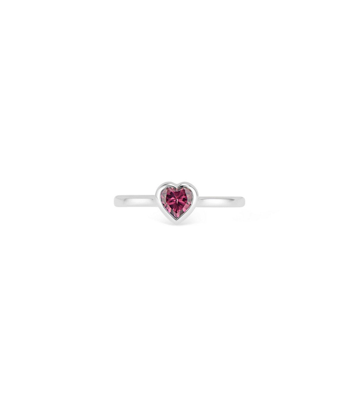 Gold Heart Ring with Rhodolite Garnet - Thomas Laine Jewelry