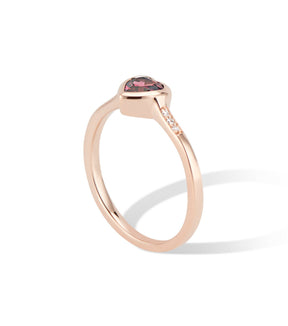 14k Rose Gold Heart Ring with Diamond & Rhodolite Garnet - Thomas Laine Jewelry