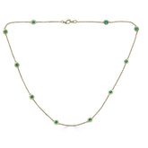 14K Yellow Gold  Ten Stone Emerald  Bezel Set Necklace 