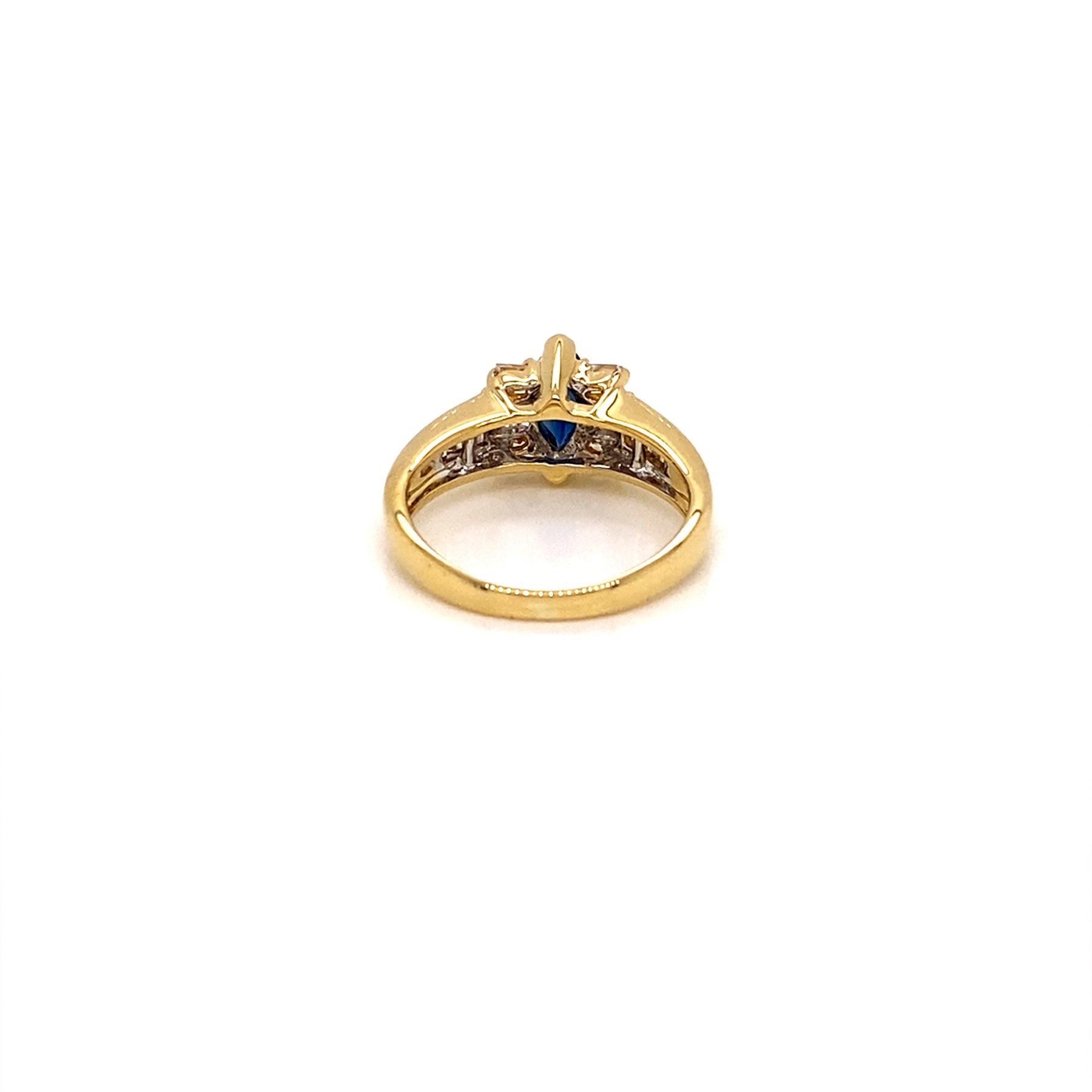 Vintage 18kt Yellow Gold Marquise Sapphire and Diamond Ring - Alternate View