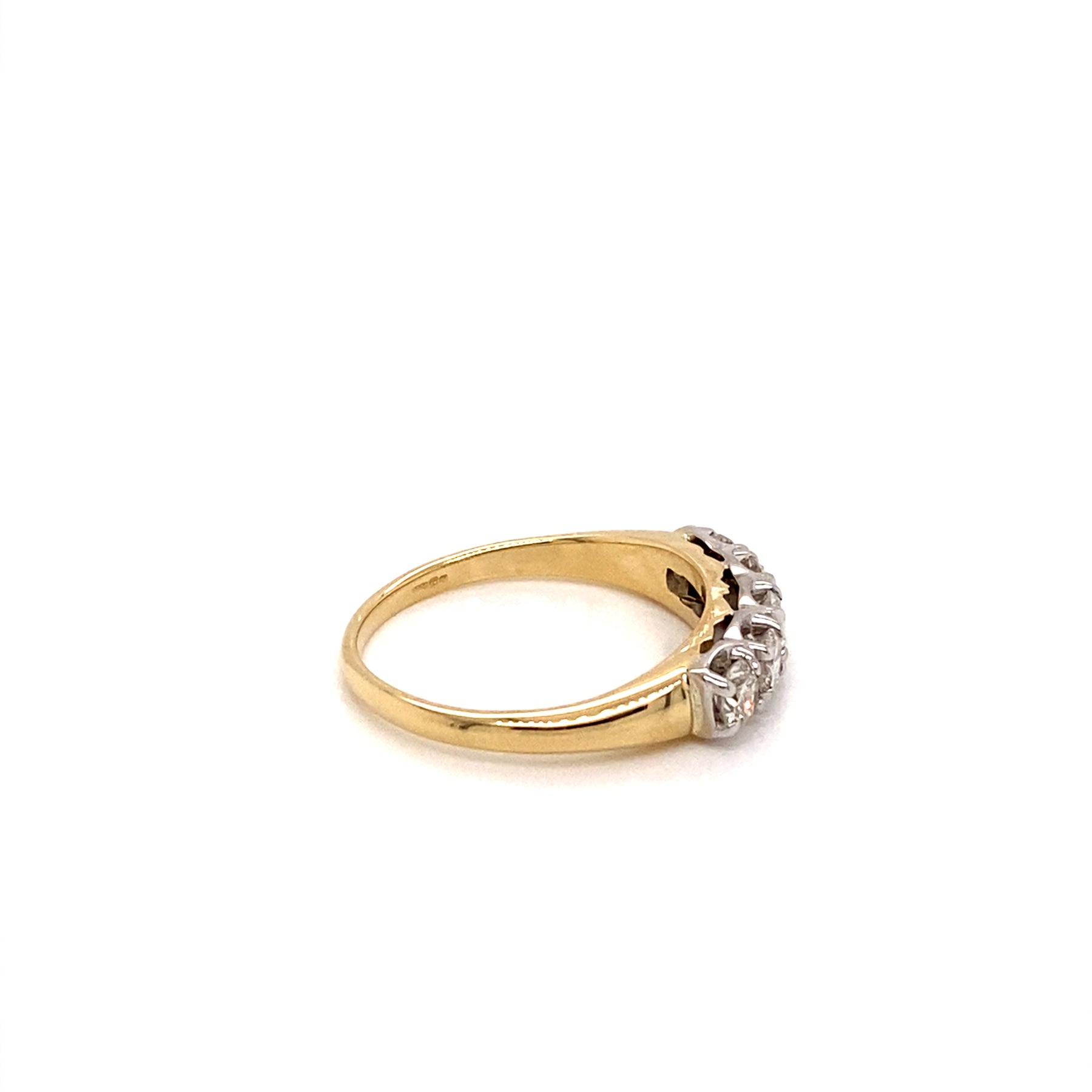 Side Profile  Vintage 14k Yellow Gold 5 Stone ring 