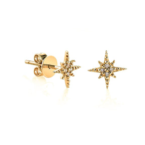 Sydney Evan Mini Gold and Diamond Starburst Stud Earrings 