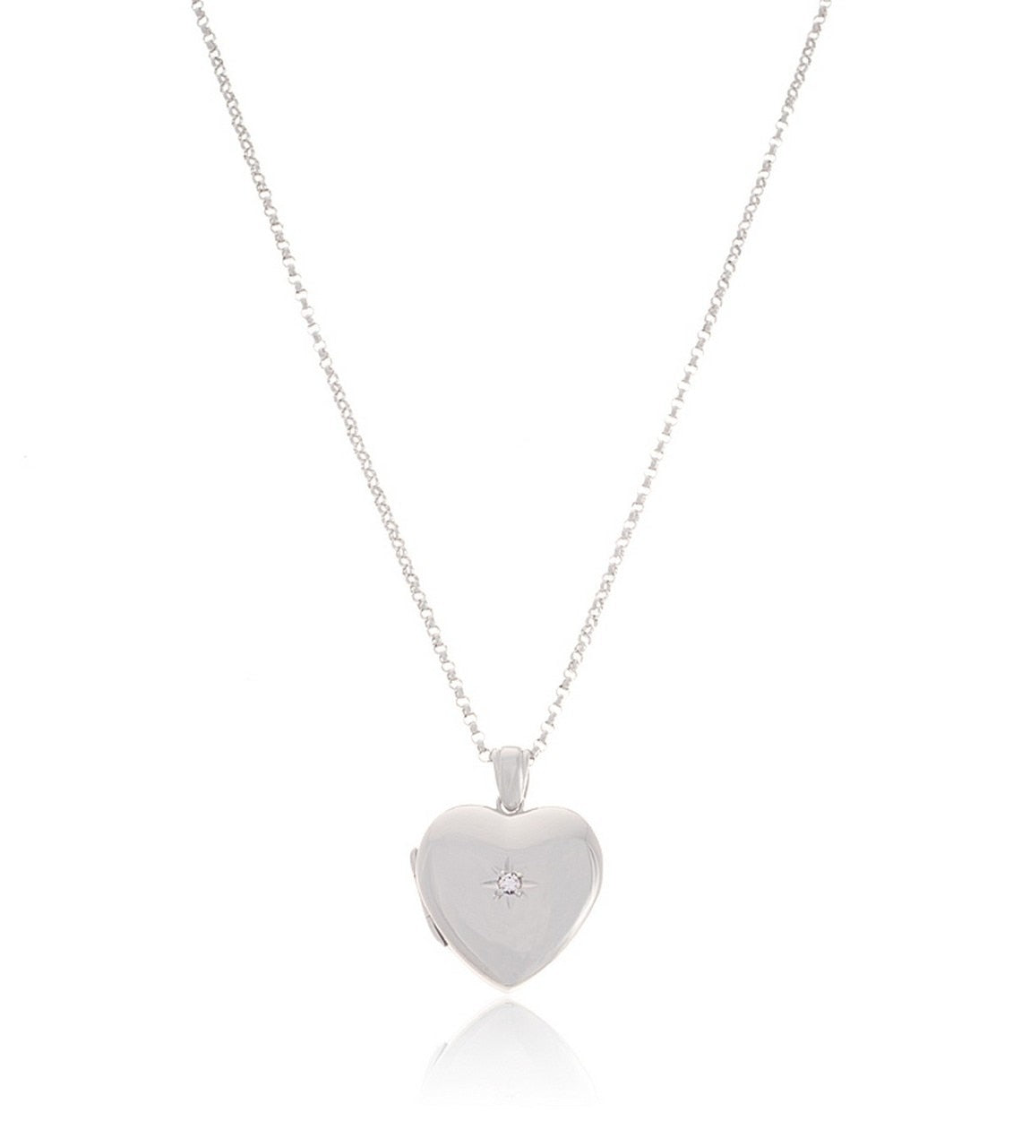 Premium Sterling Silver Heart Diamond Locket - Thomas Laine Jewelry