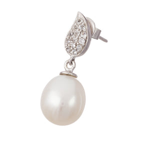 White Topaz Teardrop and Freshwater Pearl Set - Thomas Laine Jewelry