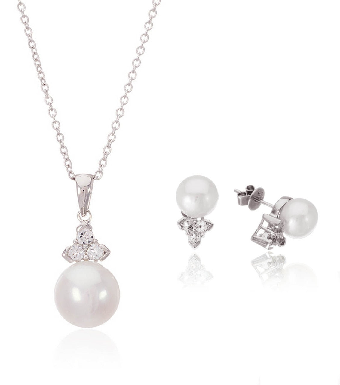 Trinity Pearl Pendant and Earrings Set - Thomas Laine Jewelry