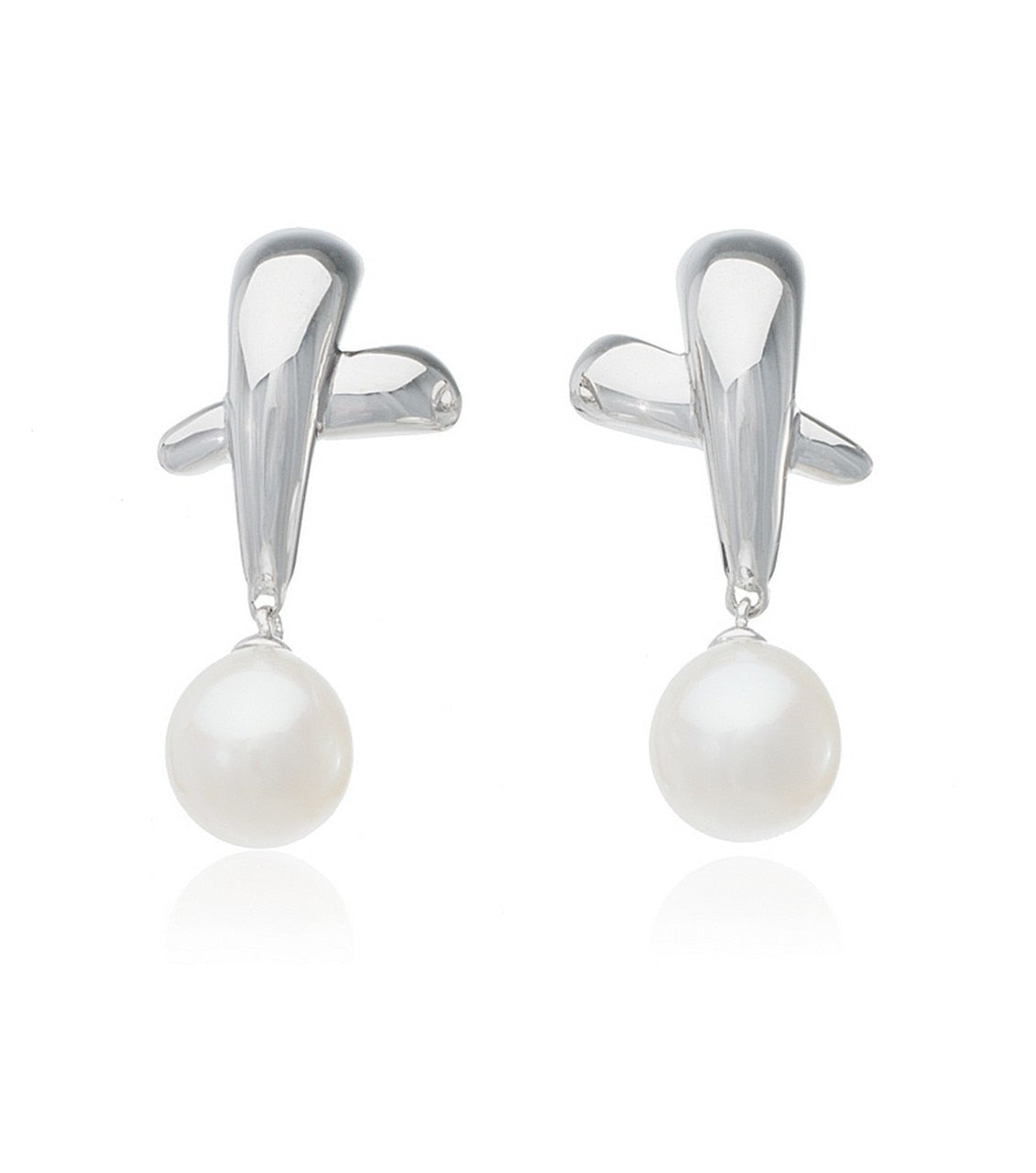 Sterling Silver Elisa Pearl Drop Earrings - Thomas Laine Jewelry