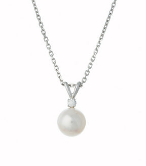 Akoya Pearl and Diamond Necklace - Thomas Laine Jewelry