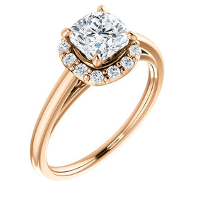 Brooks Cushion Cut Diamond Halo Engagement Ring 14K Rose Gold - Thomas Laine Jewelry