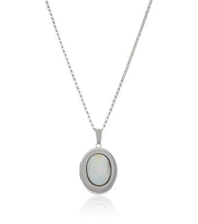 Sterling Silver Mother of Pearl Oval Locket - Thomas Laine Jewelry