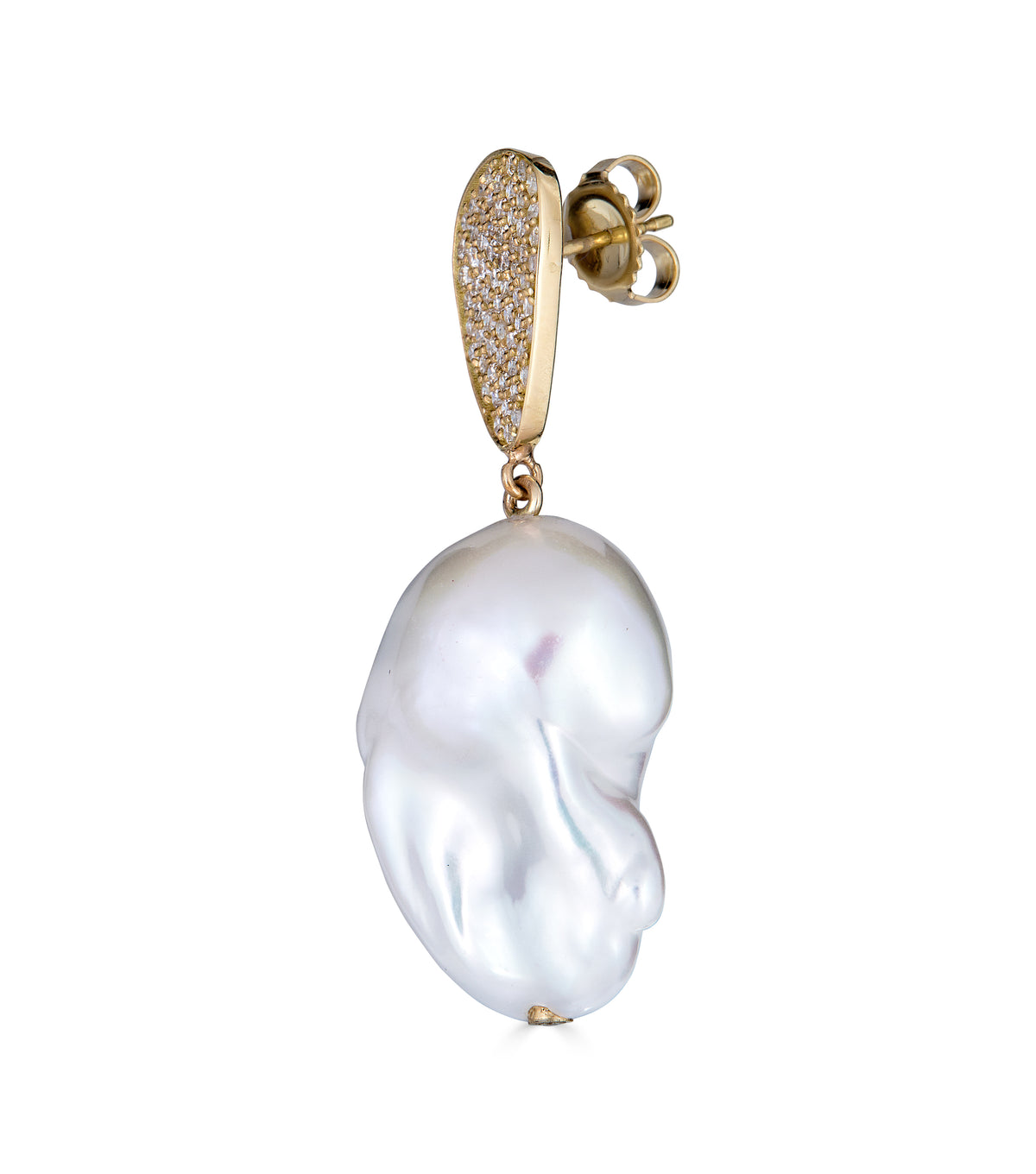 Baroque Pearl and Diamond Drop Earrings - Thomas Laine Jewelry