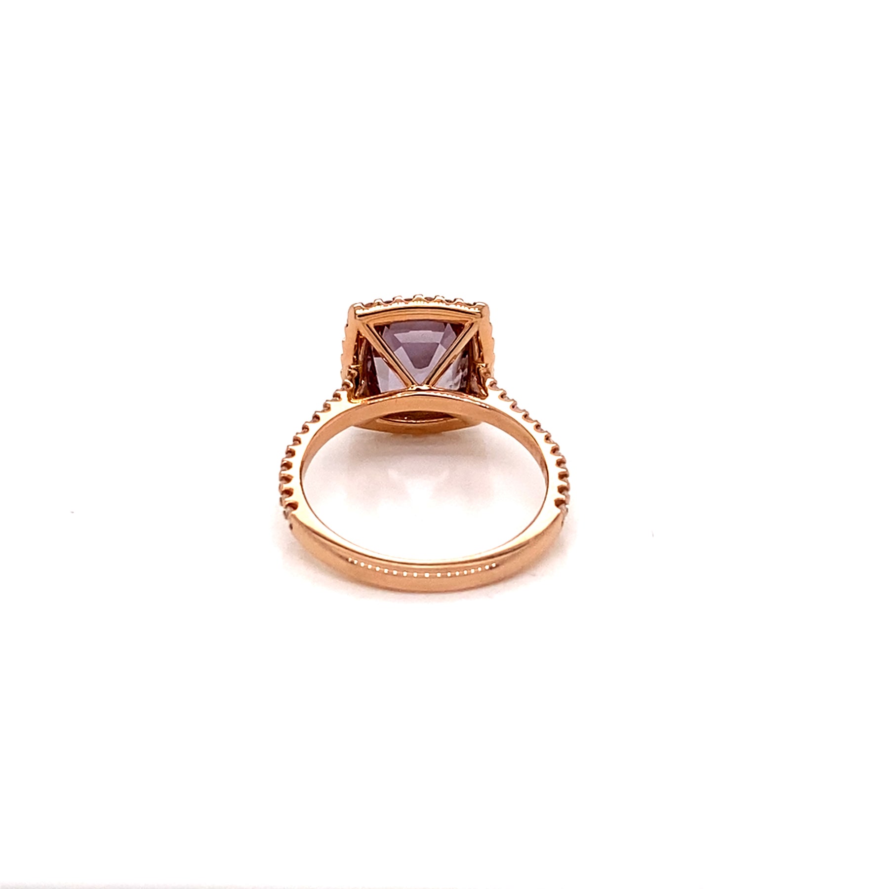 Alternate view  18K Rose Gold Diamond Halo 3ct Lavender Spinel Ring