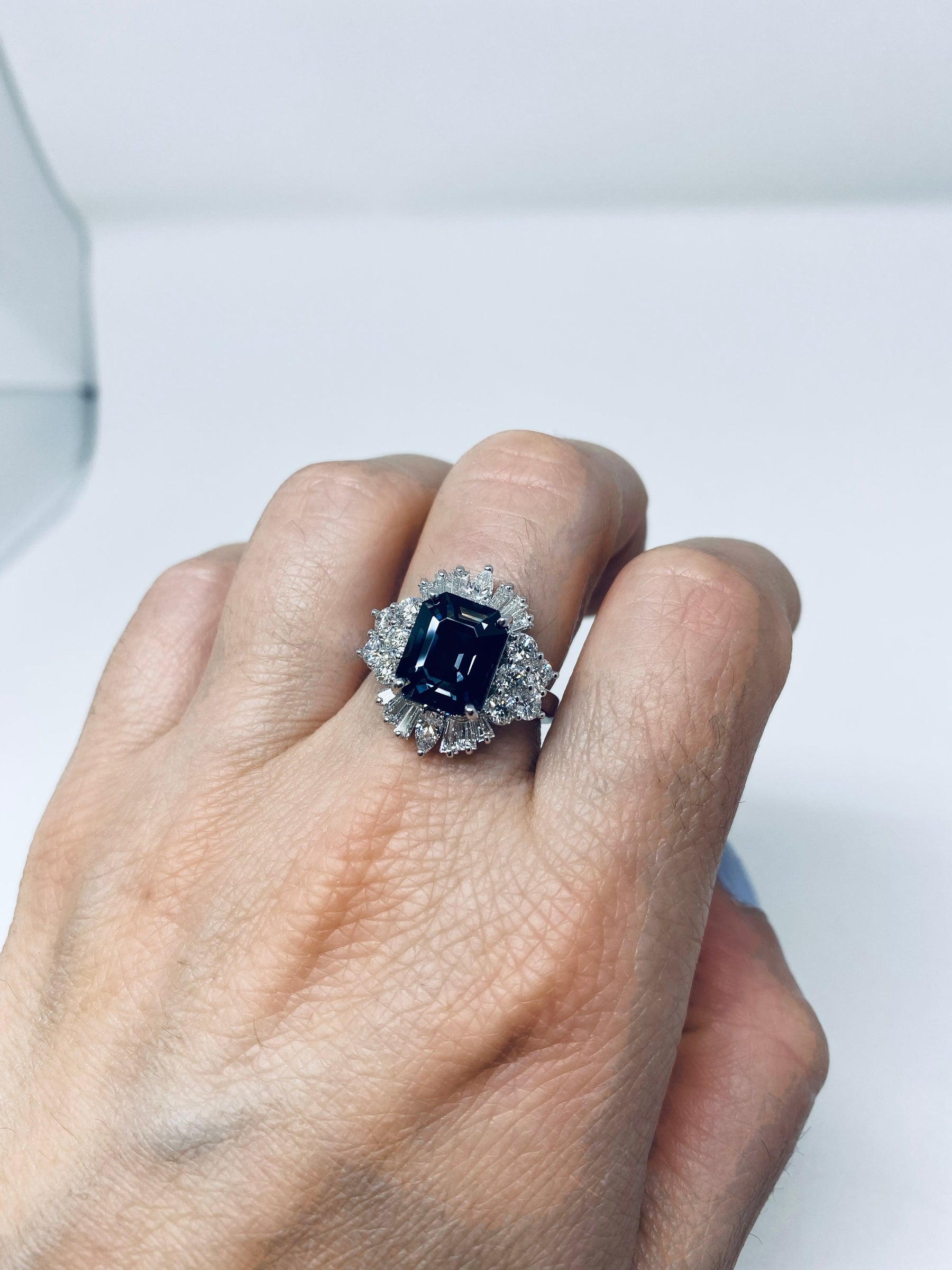 18k LOLA Deco Inspired Black Spinel and Diamond Ring - Thomas Laine Jewelry
