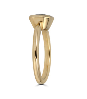 Side Profile  of 10K Yellow Gold East to West Emerald Cut Iolite Bezel Set Stacking Ring